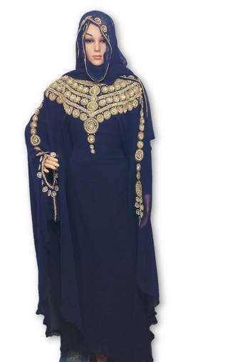 Navy blue georgette embriodery islamic kaftans