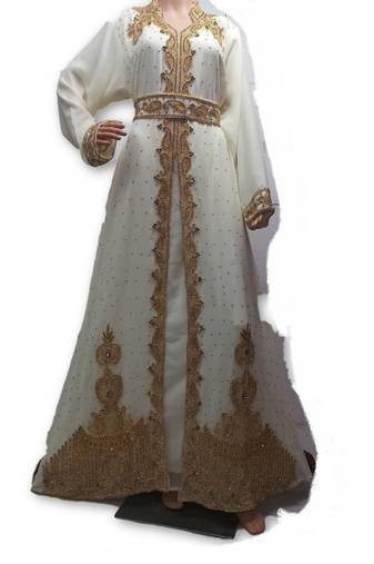 Cream georgette embriodery islamic kaftans