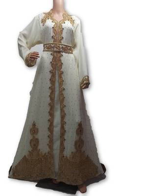 Cream georgette embriodery islamic kaftans 2