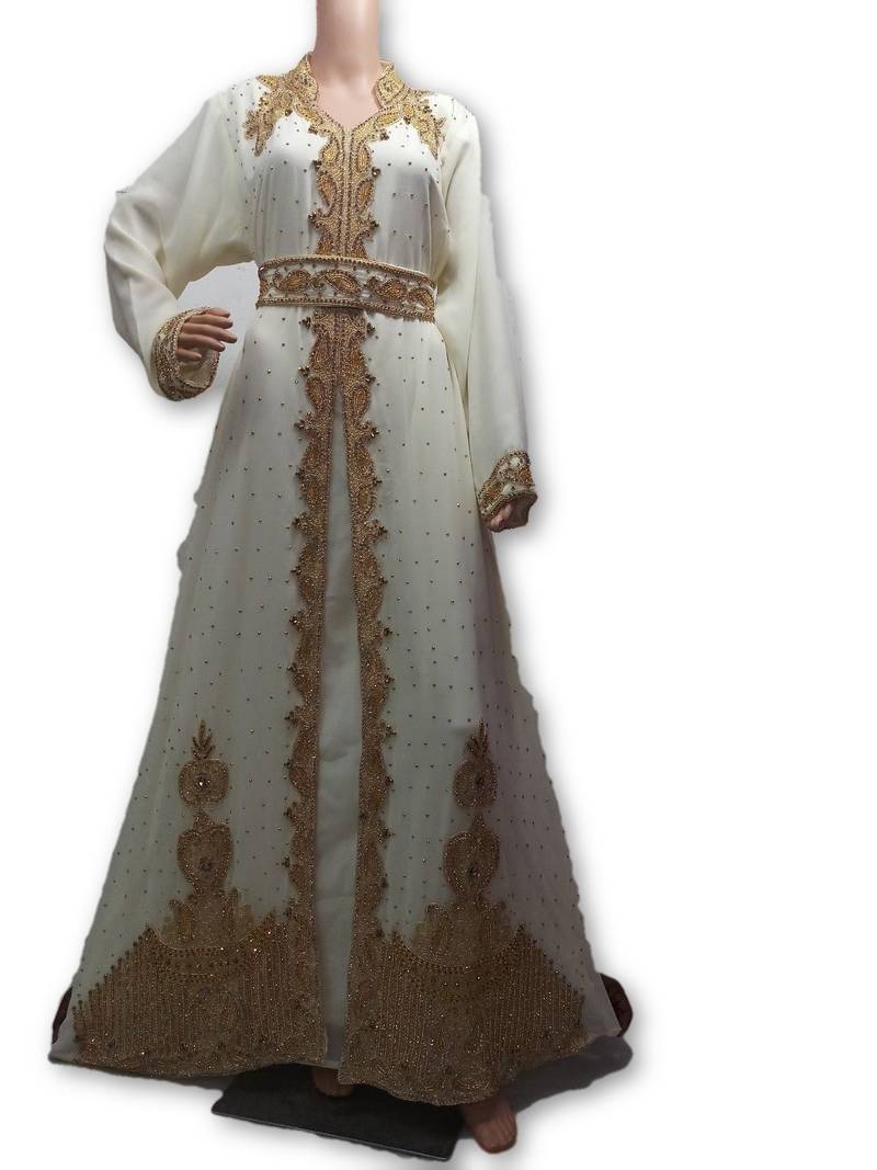Cream georgette embriodery islamic kaftans