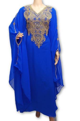 Royal blue georgette embriodery islamic kaftans