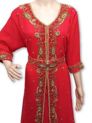 Red georgette embriodery islamic kaftans 2