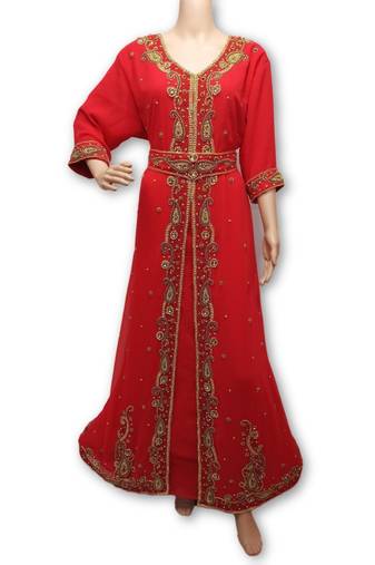 Red georgette embriodery islamic kaftans