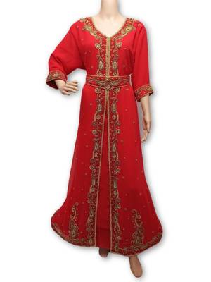 Red georgette embriodery islamic kaftans 1