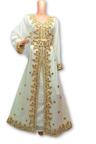 Cream georgette embriodery islamic kaftans