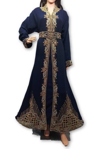 Navy blue georgette embriodery islamic kaftans