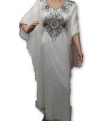 Off white georgette embroidery islamic kaftans