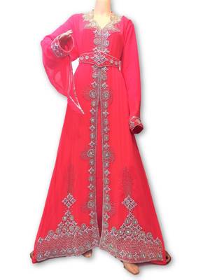 Pink georgette embriodery islamic kaftans 1