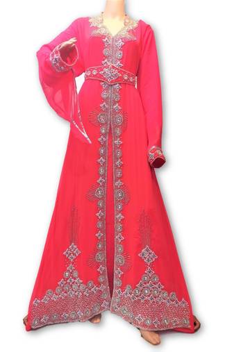 Pink georgette embriodery islamic kaftans