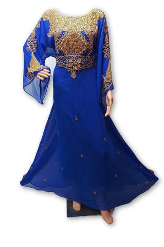 Royal blue georgette embriodery islamic kaftans