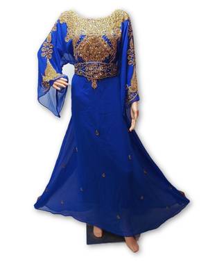 Royal blue georgette embriodery islamic kaftans 1