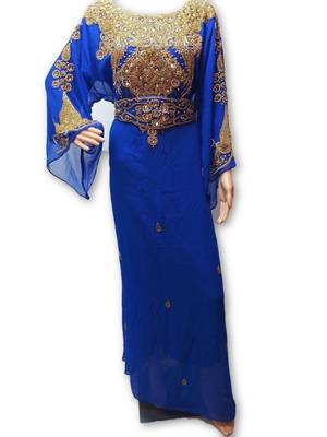Royal blue georgette embriodery islamic kaftans 2