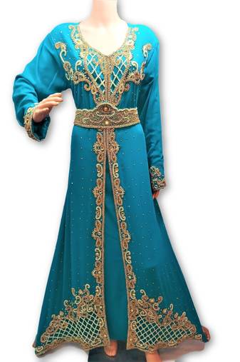 Firozi georgette embriodery islamic kaftans