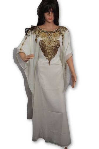 Cream georgette embriodery islamic kaftans