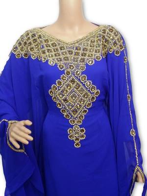 Royal blue georgette embriodery islamic kaftans 2