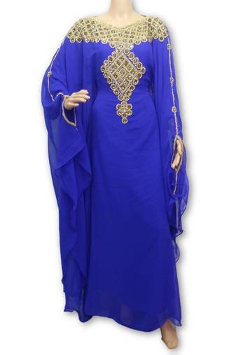 Royal blue georgette embriodery islamic kaftans