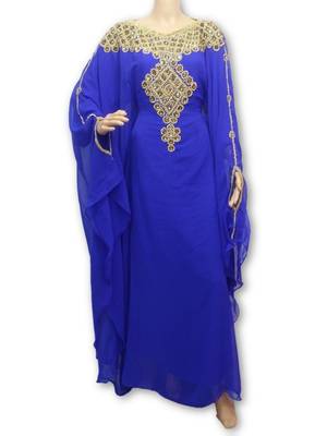 Royal blue georgette embriodery islamic kaftans 1