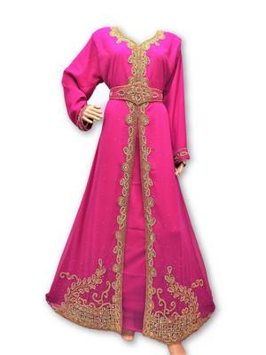 Pink georgette embriodery islamic kaftans 1