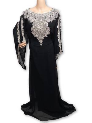 Black georgette embriodery islamic kaftans 1