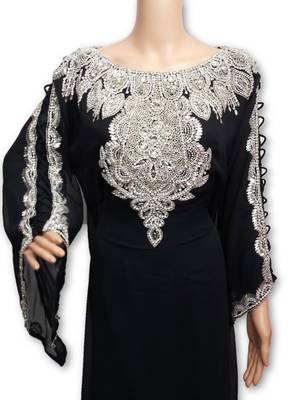 Black georgette embriodery islamic kaftans 2