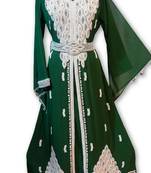 Bottle green georgette embriodery islamic kaftans