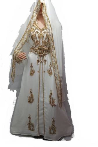 Cream georgette embriodery islamic kaftans