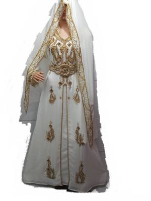 Cream georgette embriodery islamic kaftans 1