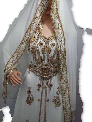 Cream georgette embriodery islamic kaftans 2