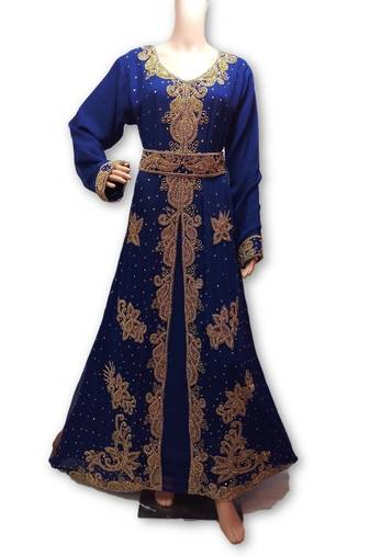 Royal blue georgette embriodery islamic kaftans