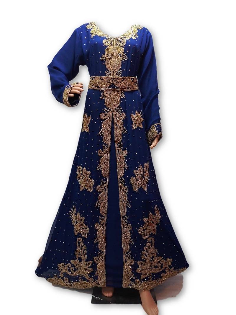 Royal blue georgette embriodery islamic kaftans
