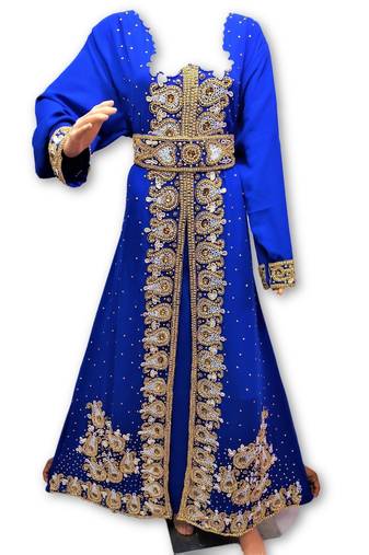 Royal blue georgette embriodery islamic kaftans