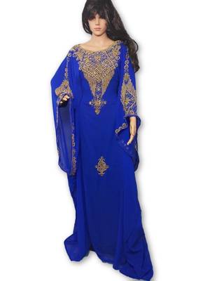 Blue georgette embroidery islamic kaftans 1