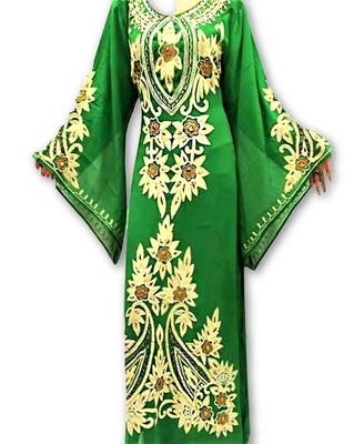 Green georgette embroidery islamic kaftans 1