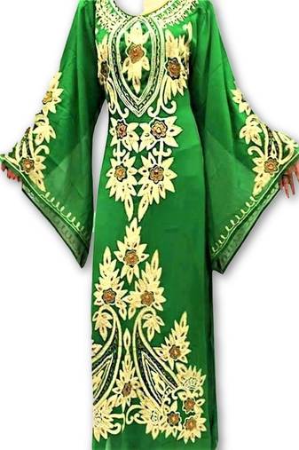 Green georgette embroidery islamic kaftans
