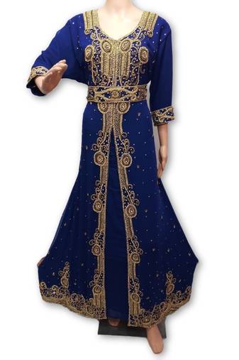 Bottle green georgette embriodery islamic kaftans