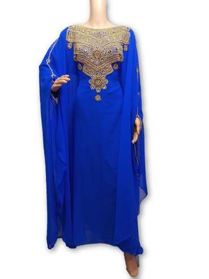 Blue georgette embroidery islamic kaftans 1