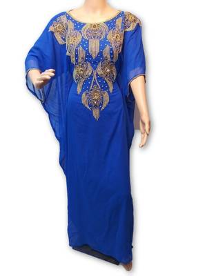 Royal blue georgette embriodery islamic kaftans 1