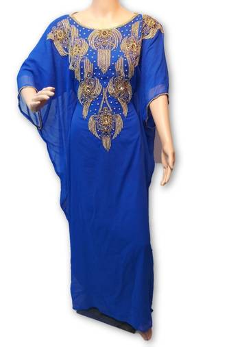 Royal blue georgette embriodery islamic kaftans