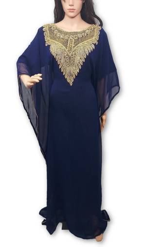 Navy blue georgette embriodery islamic kaftans