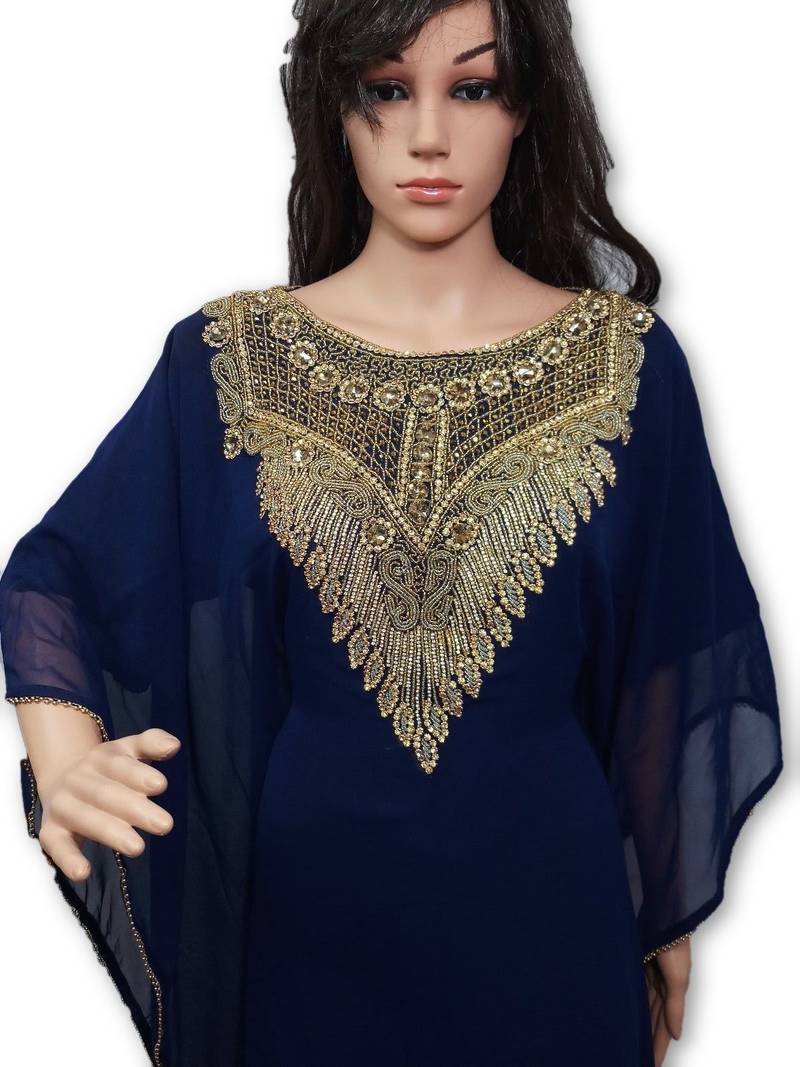 Navy blue georgette embriodery islamic kaftans