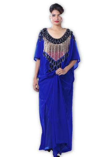 Royal blue georgette embriodery islamic kaftans