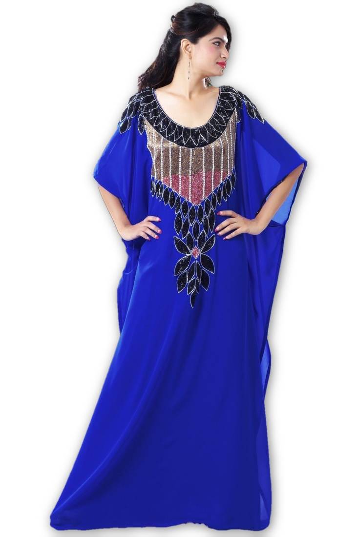 Royal blue georgette embriodery islamic kaftans