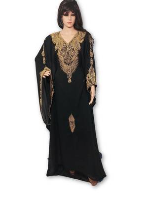 Black georgette embriodery islamic kaftans 1