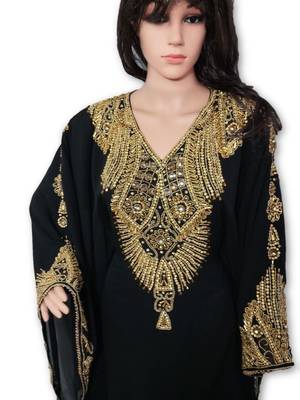 Black georgette embriodery islamic kaftans 2