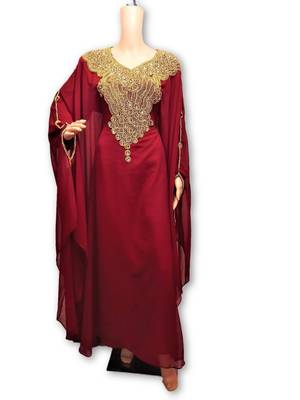 Red georgette embriodery islamic kaftans 1