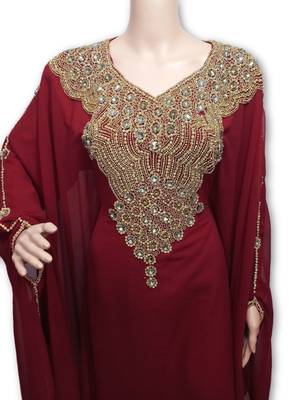 Red georgette embriodery islamic kaftans 2