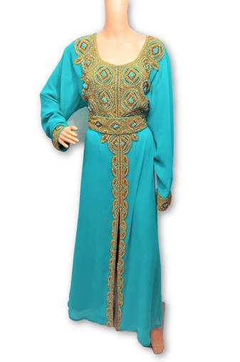 Sky blue georgette embriodery islamic kaftans