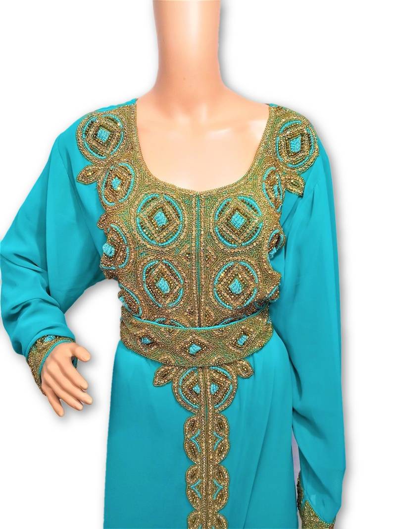 Sky blue georgette embriodery islamic kaftans