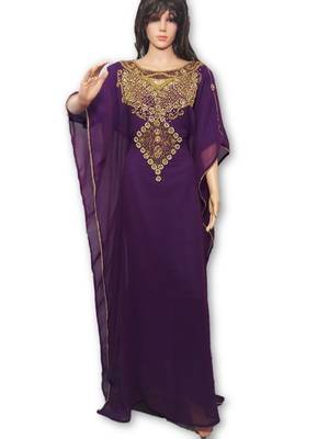 Purple georgette embriodery islamic kaftans 1