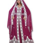 Magenta georgette embriodery islamic kaftans